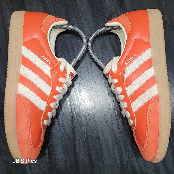 adidas Originals Shoes - Adidas Samba OG Originals Women's Collegiate Orange & Cream White Gum Sneakers